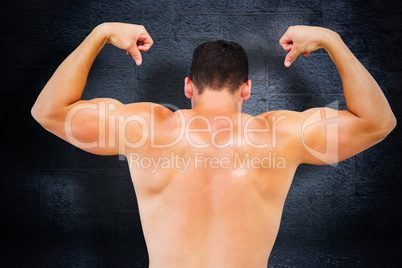 Composite image of attractive bodybuilder