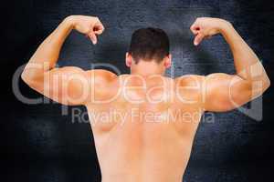 Composite image of attractive bodybuilder