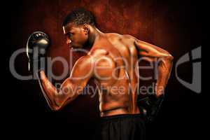 Composite image of muscular boxer