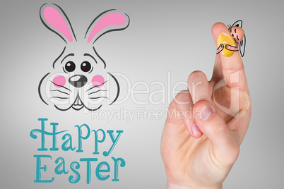 Composite image of fingers as easter bunny