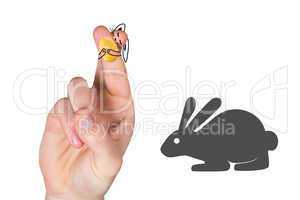 Composite image of fingers as easter bunny