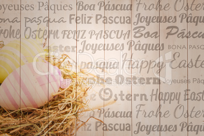 Composite image of happy easter in different languages