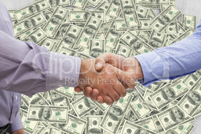 Composite image of men shaking hands