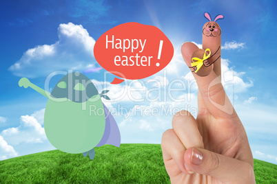 Composite image of fingers as easter bunny