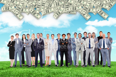 Composite image of business people standing up