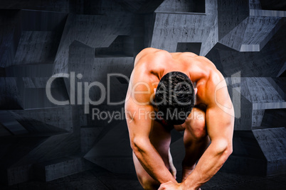 Composite image of bodybuilder posing