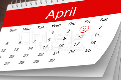 Composite image of april calendar