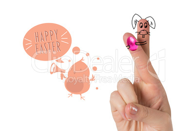 Composite image of fingers as easter bunny