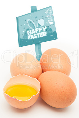 Composite image of easter egg hunt sign