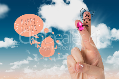 Composite image of fingers as easter bunny