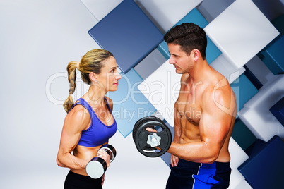 Composite image of bodybuilding couple Composite image of bodybuilding couple