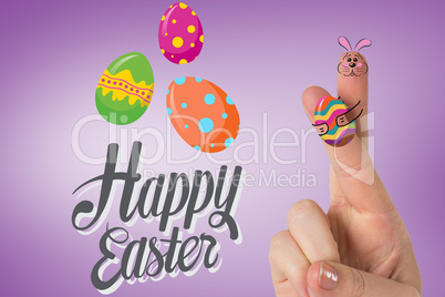 Composite image of fingers as easter bunny