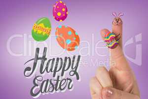 Composite image of fingers as easter bunny