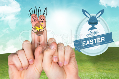 Composite image of fingers as easter bunny