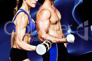 Composite image of bodybuilding couple
