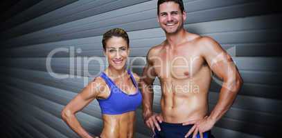 Composite image of bodybuilding couple