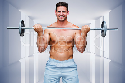 Composite image of handsome bodybuilder