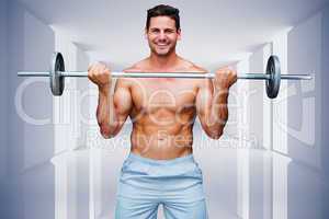 Composite image of handsome bodybuilder