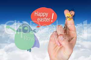 Composite image of fingers as easter bunny