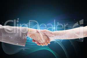 Composite image of handshake between two women