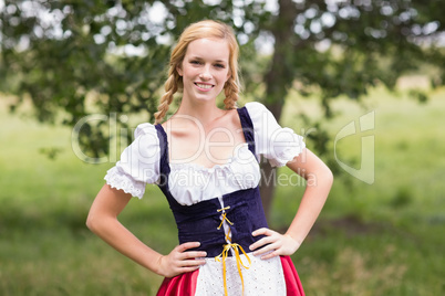 Pretty oktoberfest girl smiling at camera