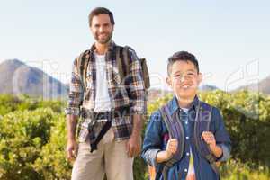 Father and son on a hike together