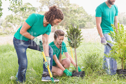 Young woman gardening for the community