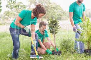 Young woman gardening for the community