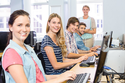 Students in computer class