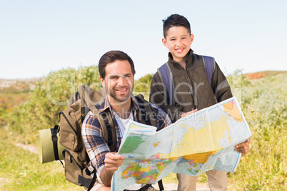 Father and son on a hike together