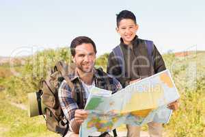 Father and son on a hike together