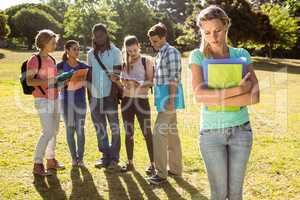 Student being bullied by a group of students