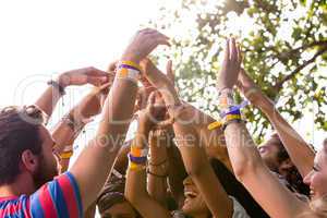 Music fans with their hands up