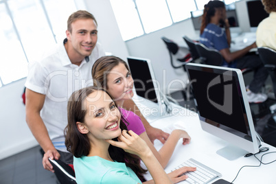 Computer teacher and pretty female students