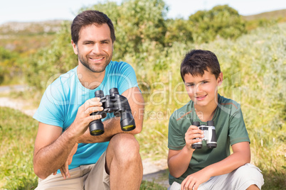 Father and son in the countryside