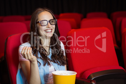 Young woman watching a 3d film