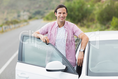 Man leaning on the door