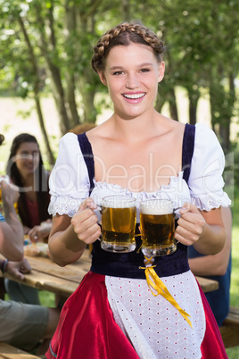 Pretty oktoberfest girl smiling at camera