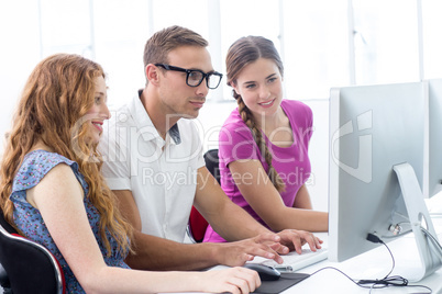 Focused students in computer class