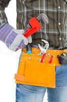 Handyman holding hand tool