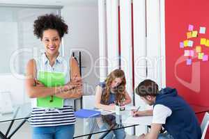 Portrait of young woman in office