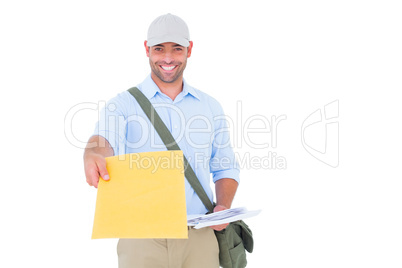 Portrait of postman delivering letter