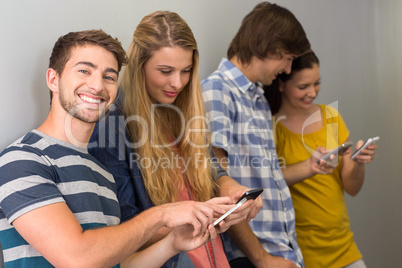 College students using cellphones