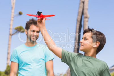 Father and son in the countryside