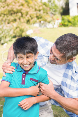 Father and son in the countryside