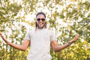 Handsome hipster in the park