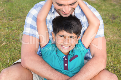 Father and son in the countryside