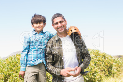 Father and son in the countryside