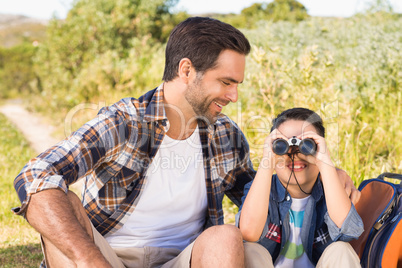 Father and son on a hike together