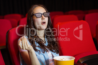 Young woman watching a 3d film